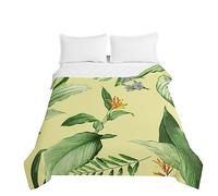 Highdi Couvre Lit Matelassé, Microfibre Dessus de Lit, Plantes Fleurs Couvre-lit Poids Léger Couverture Lit pour Couvre Lit 1 Personne Couverture Lit 2 Personnes (100x150cm,Jaune-Vert)