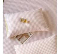 Highdi Drap Housse Coton Bedding Draps Housses avec Une Rebord Élastiqueavec, Protège Matelas pour Enfants, Jeunes, Adulte (2 x Taie d'oreiller,Plaid Rose)
