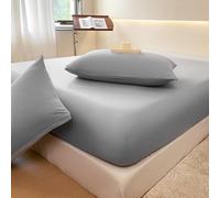 Highdi Drap Housse Coton Draps Housses avec Une Rebord Élastiqueavec, Bedding Protège Matelas pour Enfants, Jeunes, Adulte (2 x Taie d'oreiller,Gris)