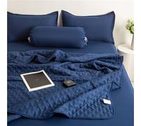 Highdi Edredon Été Mode Couleur Unie, Été Microfibre Douce Couette, Couette Poids Léger Couette Enfant Lavable, pour Couette 2 Personnes (Bleu Marine,160x200cm)