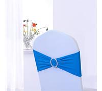 Highdi élastique Slider Housse de Chaise Bande avec Boucle, Lycra Noeuds de Chaise Noeud Papillon de Mariage pour Housses de Chaises Mariage Ceremonie Fête Décor (100pc,lac Bleu)