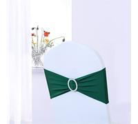 Highdi élastique Slider Housse de Chaise Bande avec Boucle, Lycra Noeuds de Chaise Noeud Papillon de Mariage pour Housses de Chaises Mariage Ceremonie Fête Décor (100pc,Vert foncé)