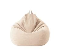 Highdi Enfants Peluche Sac Haricots Pouf Adultes Adolescents, Rangement de Jouets Stockage, Pliable Portable pour Fauteuil Déco Grande Fauteuil de Salon (70X80CM,Velours côtelé Beige)