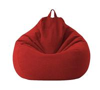 Highdi Enfants Peluche Sac Haricots Pouf Adultes Adolescents, Rangement de Jouets Stockage, Pouf Pliable Portable pour Fauteuil Déco Grande Fauteuil de Salon (80x90cm,Rouge)