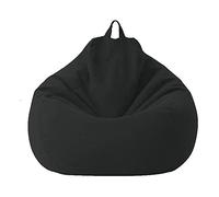 Highdi Enfants Peluche Sac Haricots Pouf Adultes Adolescents, Rangement de Jouets Stockage, Pouf Pliable Portable pour Fauteuil Déco Grande Fauteuil de Salon (70x80cm,Noir)