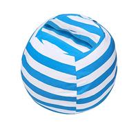 Highdi Enfants Peluche Sac Haricots Pouf Adultes Adolescents, Rangement de Jouets Stockage, Pouf Pliable Portable pour Fauteuil Déco Fauteuil de Salon Intérieur Extérieur (58cm,Rayures Bleues)