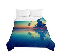 Highdi Eté Plage Imprimé Bedding Couette 220 x 240 cm, Ete Douce Microfibre Couette, Couette Imprimée 220x240 Poids Léger Couette Enfant, pour Couette 2 Personnes (230 * 260cm,Nuages Bleus)