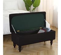 Highdi Extensible Housses de Pouf Ottoman, Housses de Pouf Rectangulaire Antidérapante Housse de Tabouret de Rangement avec Fond Élastique (90-120cm,Noir)