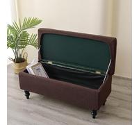 Highdi Extensible Housses de Pouf Ottoman, Housses de Pouf Rectangulaire Antidérapante Lavable Housse de Tabouret de Rangement avec Fond Élastique (160T Marron,M)