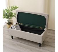 Highdi Extensible Housses de Pouf Ottoman, Housses de Pouf Rectangulaire Antidérapante Lavable Housse de Tabouret de Rangement avec Fond Élastique (160T Kaki,L)