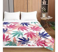 Highdi Feuille D'érable Imprimé Bedding Couette 220 x 240 cm, Ete Douce Microfibre Couette, Couette Imprimée 220x240 Poids Léger Couette Enfant, pour Couette 2 Personnes (Rose,230 * 280cm)