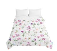 Highdi Fleurs Imprimé Papillon Bedding Couette 220 x 240 cm, Ete Douce Microfibre Couette, Couette Imprimée 220x240 Poids Léger Couette Enfant, pour Couette 2 Personnes (Fleur Mauve,220 * 240cm)