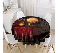 Highdi Halloween Nappe Ronde Anti Tache Impermeable, Impression Nappe de Table de Décoration pour Cuisine Picnic Party Jardin Table Protection (Diamètre 150cm,l'horloge)