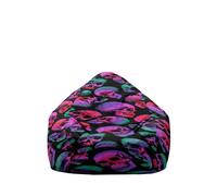 Highdi Halloween Pouf Poire sans Remplissage Adulte et Enfants,Pouf Salon Moderne Fauteuil & Canapé Uniquement Housse Sac Haricots pour Décoration de la Chambre (Motif tête de Mort,M:80x90cm)