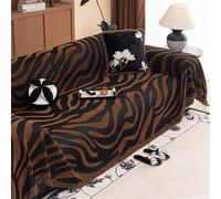 Highdi Housse de Canapé Moderne Serviette de Canapé Décoration, Imprimé Tigre Couleurs Unies Housse de lit, Sofa Cover Antidérapante Anti Griffe pour Convient aux Chiens Chats (Marron,180x340cm)