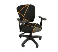 Highdi Housse de Chaise de Bureau Split, Extensible Housse de Chaise Ordinateur 2 Pièces Split, Protection Couvre Chaise Amovible Lavable Universel Housse de Fauteuil Rotatif (Or Noir)