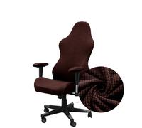 Highdi Housse de Chaise de Gaming, Jacquard Couleur Unie Extensible Housse de Protection Chaise Gaming Rotatif, pour Chaise de Bureau Gaming Ordinateur, Anti Griffe de Chat (Brun)