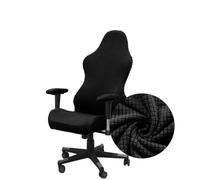 Highdi Housse de Chaise Gaming, Jacquard Couleur Unie Extensible, Protection Rotatif pour Chaise de Bureau Ordinateur, Anti Griffe de Chat (Noir)