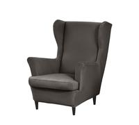 Highdi Housse de Fauteuil à Oreilles 2 Pièces Couverture de Fauteuil avec Housse de Coussin en T, Couleur Unie Housse de Fauteuil Extensible, pour Hôtel Salon Chambre (Gris)
