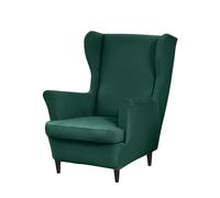 Highdi Housse de Fauteuil à Oreilles 2 Pièces Couverture de Fauteuil avec Housse de Coussin en T, Couleur Unie Housse de Fauteuil Extensible, pour Hôtel Salon Chambre (Vert foncé)