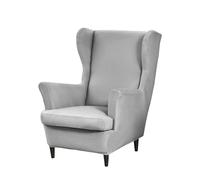 Highdi Housse de Fauteuil à Oreilles 2 Pièces Couverture de Fauteuil avec Housse de Coussin en T, Couleur Unie Housse de Fauteuil Extensible, pour Hôtel Salon Chambre (Gris Clair)