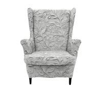 Highdi Housse de Fauteuil à Oreilles Extensible 2 Pièces Couverture de Fauteuil avec Housse de Coussin en T, Imprimé Housse de Fauteuil Antidérapante, pour Salon,Hôtel,Chambre (Feuille de Relief)