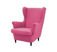 Highdi Housse de Fauteuil à Oreilles Extensible 2 Pièces Couverture de Fauteuil avec Housse de Coussin en T, Couleur Unie Housse de Fauteuil Antidérapante, pour Hôtel Salon Chambre (Rose Rouge)