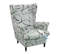 Highdi Housse de Fauteuil à Oreilles Extensible 2 Pièces Couverture de Fauteuil avec Housse de Coussin en T, Housse de Fauteuil Antidérapante, pour Salon,Hôtel,Chambre (Lotus Gris)