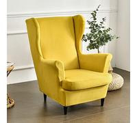 Highdi Housse de Fauteuil à Oreilles Extensible 2-Pièces pour Strandmon, Tissu Velours de Luxe Couverture de Fauteuil, Housse de Canapé Relax pour Salon, Hôtel, Chambre (Gingembre)