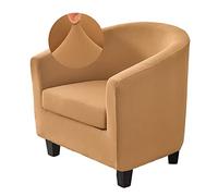 Highdi Housse de Fauteuil Cabriolet 1 Place Chesterfield Extensible Housse de Fauteuil 2 Pieces Couleur Unie Couverture de Fauteuil Tissu Doux Antidérapant avec Housse de Siège (Chameau)