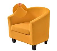 Highdi Housse de Fauteuil Cabriolet 1 Place Chesterfield Extensible Housse de Fauteuil 2 Pieces Couleur Unie Couverture de Fauteuil Tissu Doux Antidérapant avec Housse de Siège (Or)