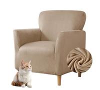 Highdi Housse de Fauteuil en Velours Extensible Housse Canapé 1 Place avec Accoudoirs, Universelle Protège-Fauteuil Chesterfield Doux Antidérapant Housse de Chaise pour Salon (Chameau)