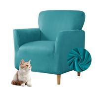 Highdi Housse de Fauteuil en Velours Extensible Housse Canapé 1 Place avec Accoudoirs, Universelle Protège-Fauteuil Chesterfield Doux Antidérapant Housse de Chaise pour Salon (Turquoise)