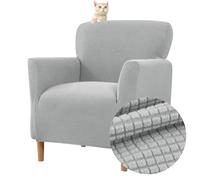 Highdi Housse de Fauteuil Extensible 1 Place, Jacquard Housse de Fauteuil Club Couverture de Fauteuil Chesterfield Lavable Protecteur de Fauteuil pour Salon Tub Chair Canapé (Gris)