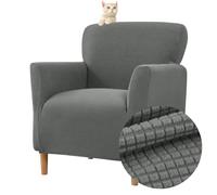 Highdi Housse de Fauteuil Extensible 1 Place, Jacquard Housse de Fauteuil Club Couverture de Fauteuil Chesterfield Lavable Protecteur de Fauteuil pour Salon Tub Chair Canapé (Gris B)