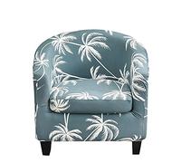 Highdi Housse de Fauteuil Extensible 2 Pièces Imprimé Feuille Élégant avec Housse de Coussin, Chesterfield Couverture de Fauteuil Cabriolet Antidérapant Housse de Canapé (Cocotier)