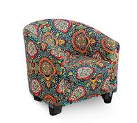 Highdi Housse de Fauteuil Extensible Cabriolet 1 Place Rétro Motif Cachemire Coloré 2 Pieces Couverture de Fauteuil Chesterfield avec Housse de Siège Doux Antidérapant (Mandalas Oranges)