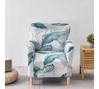 Highdi Housse de Fauteuil Extensible Doux Housse de Canapé 1 Place Imprimé Feuilles Moderne avec Accoudoirs, Universelle Protège-Fauteuil Antidérapant Housse de Chaise Salon (Vert)