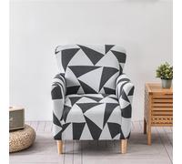 Highdi Housse de Fauteuil Extensible Doux Housse de Canapé 1 Place Imprimé Mode Noir et Blanc avec Accoudoirs, Universelle Protège-Fauteuil Antidérapant Housse de Chaise Salon (Triangle)