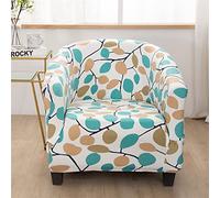 Highdi Housse de Fauteuil Extensible Hôtel Chesterfield 1 Pièce, Couverture de Fauteuil Imprimé Floral, Club Housse de Fauteuil Cabriolet Amovible Lavable avec Accoudoirs (Branches Et Feuilles)