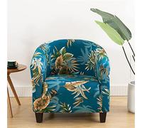 Highdi Housse de Fauteuil Extensible Hôtel Chesterfield 1 Pièce, Couverture de Fauteuil Imprimée Fleurs, Club Housse de Fauteuil Cabriolet Amovible Lavable avec Accoudoirs (Monstera)