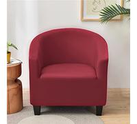 Highdi Housse de Fauteuil Plaine Extensible Hôtel Chesterfield 1 Pièce, Couverture de Fauteuil Couleur Unie, Housse de Canapé avec Accoudoirs Protecteur de Tub Chair (Rouge)