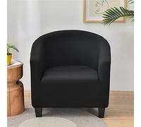 Highdi Housse de Fauteuil Plaine Extensible Hôtel Chesterfield 1 Pièce, Couverture de Fauteuil Couleur Unie, Housse de Canapé avec Accoudoirs Protecteur de Tub Chair (Noir)