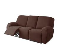 Highdi Housse de Fauteuil Relax Doux Extensible, Couleur Unie Housse de Canapé Antidérapante avec Poche Latérale, Protege de Meubles Lavable pour Fauteuil Inclinable (Brun,3 Places)