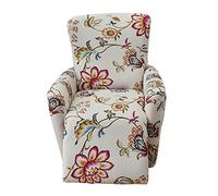 Highdi Housse de Fauteuil Relax Extensible Plantes, 4 Pièce Housse de Canapé Antidérapante avec Poche Latérale, Protege de Meubles Lavable pour 1 Places Fauteuil Inclinable (Danse des Fleurs)