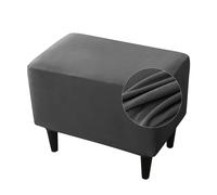 Highdi Housse de Pouf Carré Housse Ottomane en Velours Housse pour Repose-Pieds Rectangulaire, Couleur Unie Housse de Tabouret Extensible Doux Lavable avec Fond Élastique (Noir)