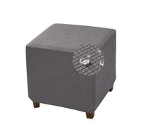 Highdi Housse de Pouf Ottomane Carré Extensible Housse Repose-Pieds en Jacquard Imperméable, 45x45 cm Housse de Protection Lavable Anti-dérapante pour Pouf, Tabouret ou Repose-Pieds (Gris Foncé)