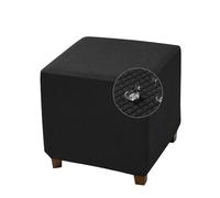 Highdi Housse de Pouf Ottomane Carré Extensible Housse Repose-Pieds en Jacquard Imperméable, 45x45 cm Housse de Protection Lavable Anti-dérapante pour Pouf, Tabouret ou Repose-Pieds (Noir)