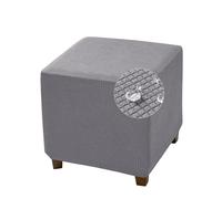 Highdi Housse de Pouf Ottomane Carré Extensible Housse Repose-Pieds en Jacquard Imperméable, 45x45 cm Housse de Protection Lavable Anti-dérapante pour Pouf, Tabouret ou Repose-Pieds (Gris Clair)