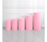 Highdi Housse de Protection Cylindre en Tissu Élastique, Housse de Supports Cylindrique Élasthanne Housses de Piédestal Rondes pour Mariage, Fête d'anniversaire (Petit 3 pièces,Rose Clair)